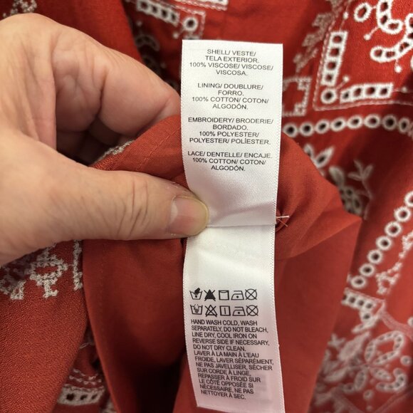 Lucky Brand Red Sleeveless Square Neck Embroidered Cami Dress size XLarge - Picture 14 of 15